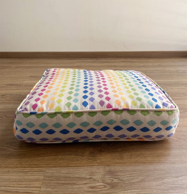 Customizable Floor Cushion, Cotton - Diamond - White