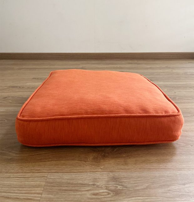 Handwoven Solid Cotton Floor Cushion Carrot Orange