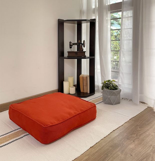 Handwoven Cotton Floor Cushion Pumpkin Orange