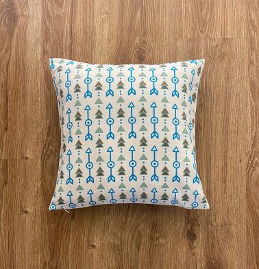 Customizable Cushion Cover, Cotton –  Aztec Arrows –  Vivid Blue