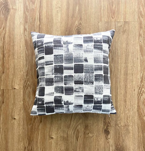 Customizable Cushion Cover, Cotton - Brush Stroke Cubes - Black