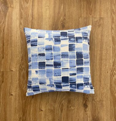 Customizable Cushion Cover, Cotton – Brush Stroke Cubes – Blue