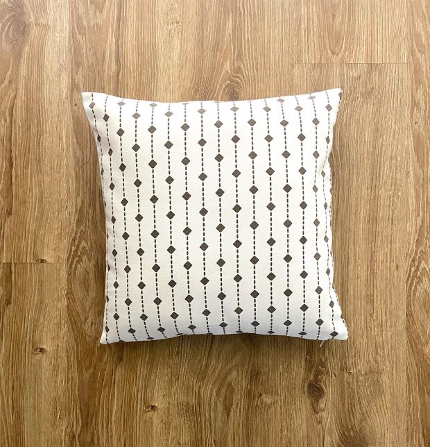 Customizable Cushion Cover, Cotton -  Diamond Lines -  Brown