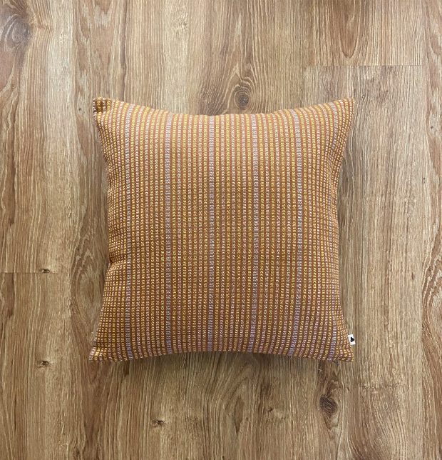 Customizable Cushion Cover, Cotton - Dobby Stripes - Brown