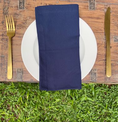 Solid Cotton Table Napkins Navy Blue Set of 6