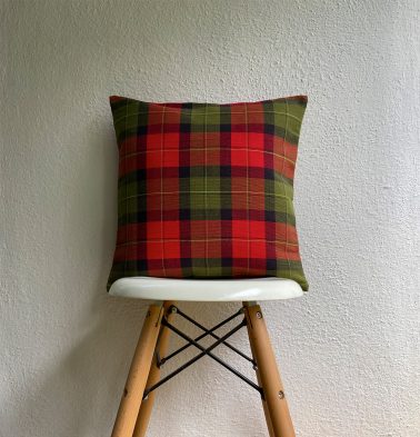 Chequered Cotton Cushion cover Red/Green 16″x16″