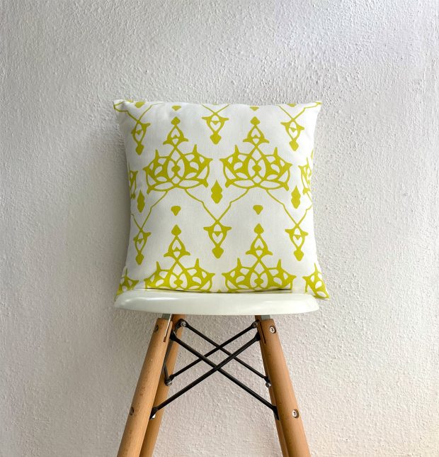 Customizable Cushion Cover, Cotton - Arabic Chevron - Lemon Yellow