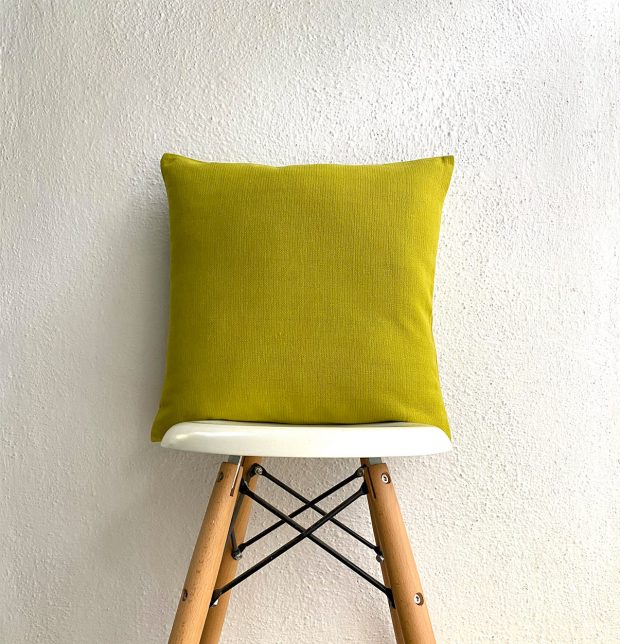 Customizable Cushion Cover, Chambray Cotton - Apple Green
