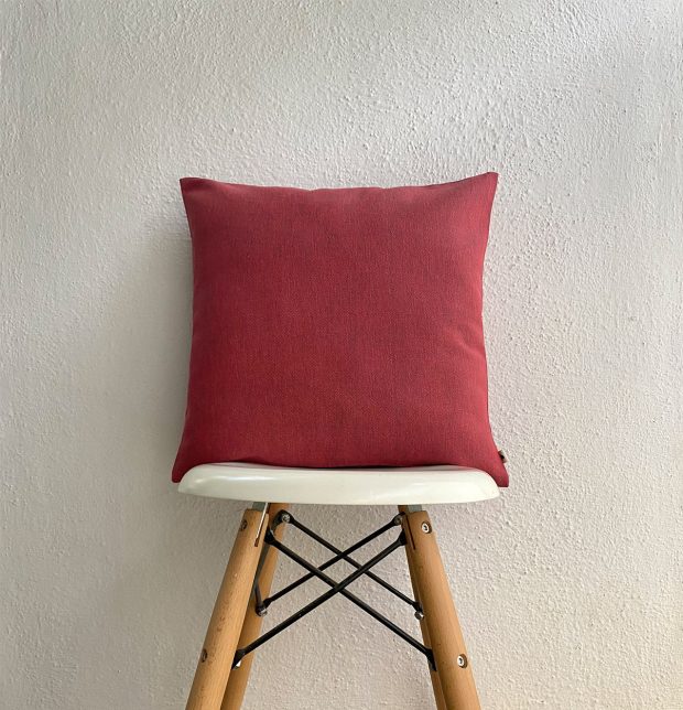 Customizable Cushion Cover, Chambray Cotton - Aurora Red
