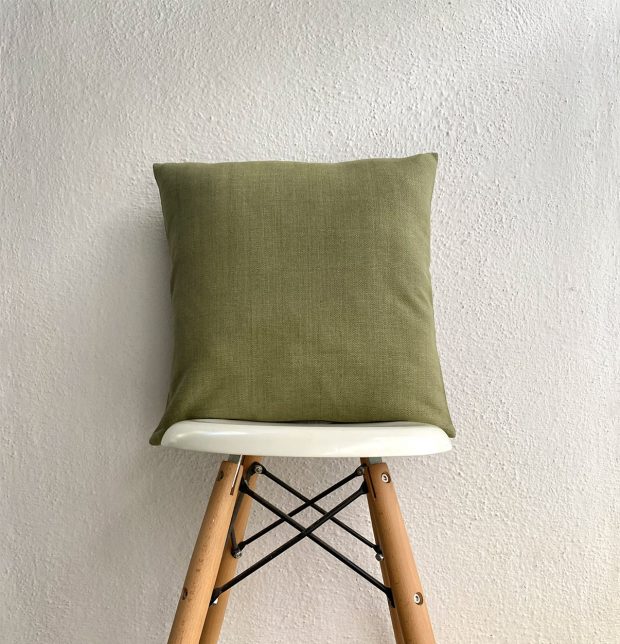 Customizable Cushion Cover, Chambray Cotton - Iguana Green
