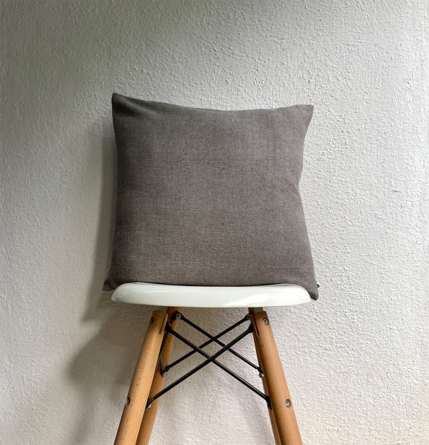 Customizable Cushion Cover, Chambray Cotton - Nickel Grey