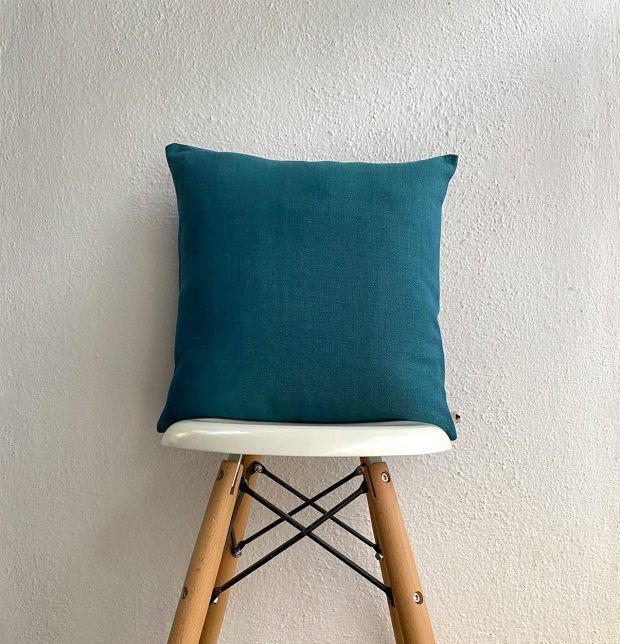 Customizable Cushion Cover, Chambray Cotton - Ocean Depth Green