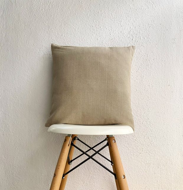 Customizable Cushion Cover, Chambray Cotton - Sesame Beige