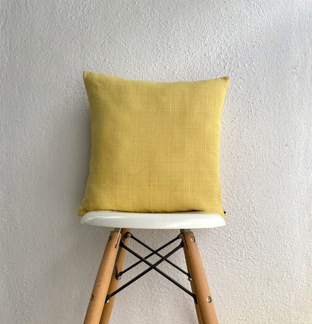 Panama Weave Cotton Cushion Cover Yolk Yellow 16