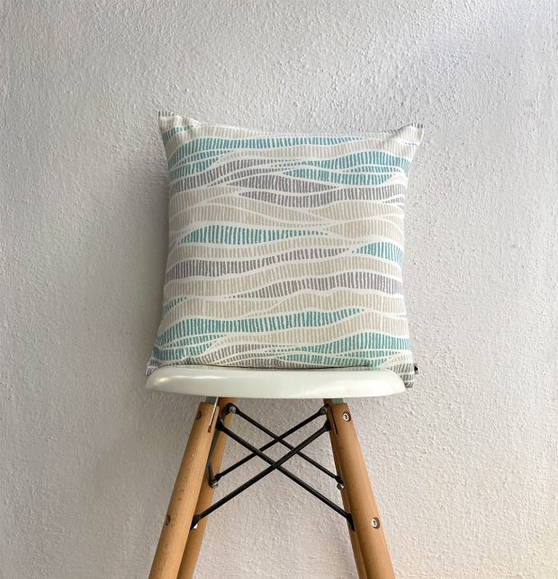Customizable Cushion Cover, Cotton -  Wave Texture - Sea Blue
