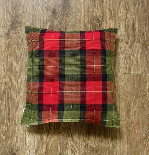 Chequered Cotton Cushion cover Red/Green 16