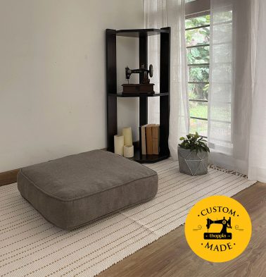 Customizable Floor Cushion, Chambray Cotton – Nickel Grey