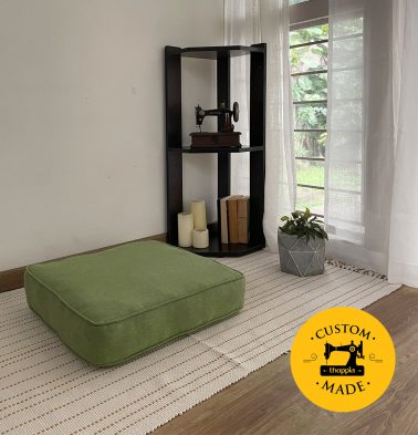 Customizable Floor Cushion, Chambray Cotton – Fern Green