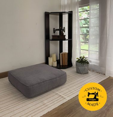Customizable Floor Cushion, Chambray Cotton – Drizzle Grey