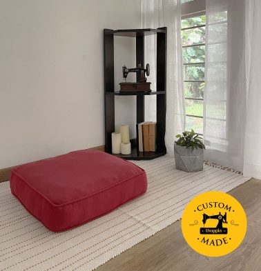 Customizable Floor Cushion, Chambray Cotton - Aurora Red