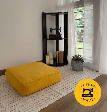 Customizable Floor Cushion, Textura Cotton - Daffodil Yellow