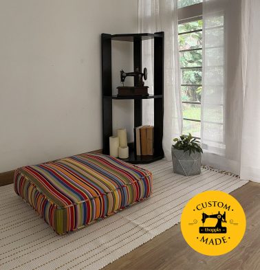 Customizable Floor Cushion, Cotton – Sunny Stripes – Multi-color