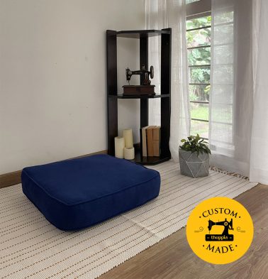 Customizable Floor Cushion, Cotton - Solid - Estate Blue