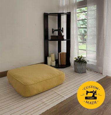 Customizable Floor Cushion, Panama Weave Cotton - Yolk Yellow