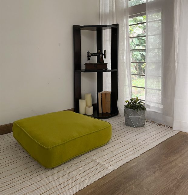 Customizable Floor Cushion, Chambray Cotton - Apple Green