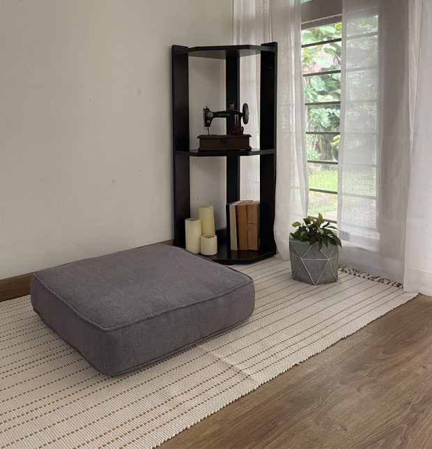 Customizable Floor Cushion, Chambray Cotton - Drizzle Grey