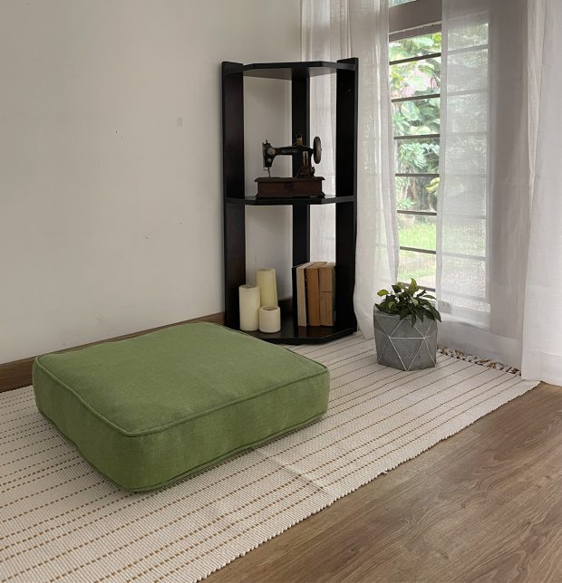 Customizable Floor Cushion, Chambray Cotton - Fern Green