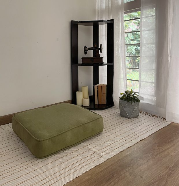 Customizable Floor Cushion, Chambray Cotton - Iguana Green