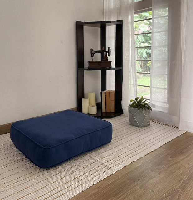 Customizable Floor Cushion, Chambray Cotton - Indigo Blue