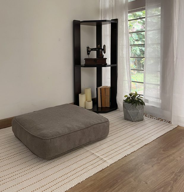 Customizable Floor Cushion, Chambray Cotton - Nickel Grey