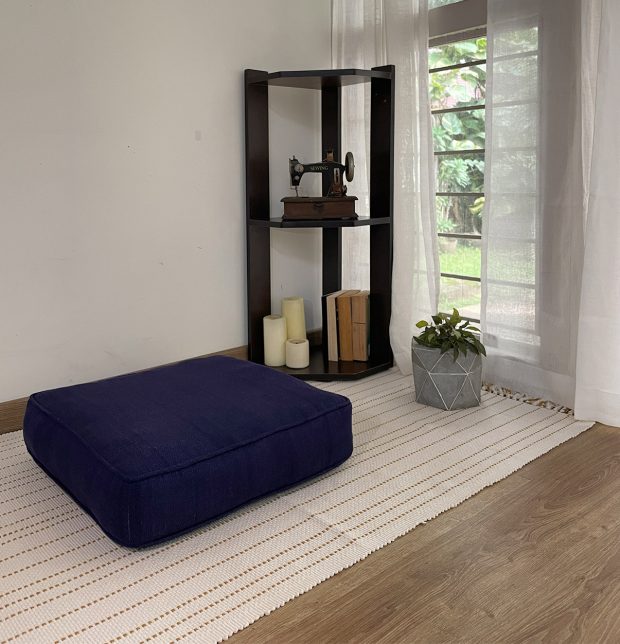 Customizable Floor Cushion, Kadoor Cotton - Indigo Blue