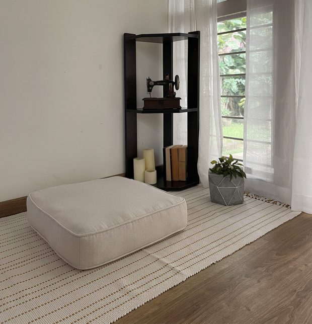 Customizable Floor Cushion, Panama Weave Cotton - Creamy White