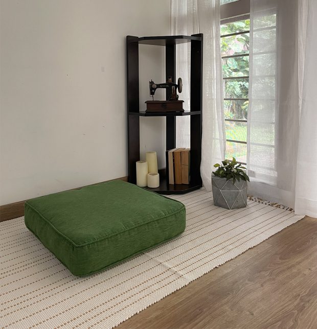 Customizable Floor Cushion, Textura Cotton - Cactus Green