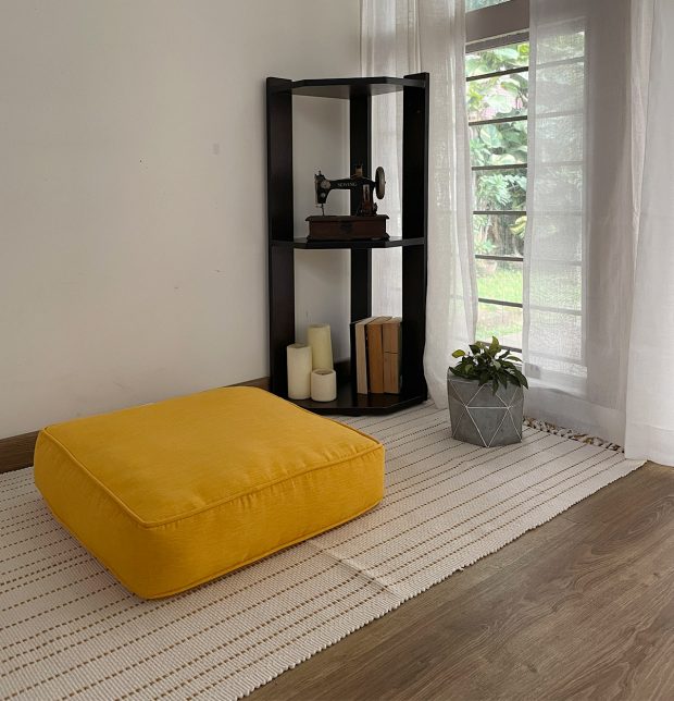 Customizable Floor Cushion, Textura Cotton - Daffodil Yellow