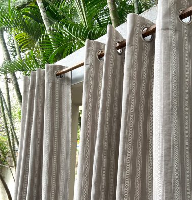 Vintage Weave Cotton Curtain Grey