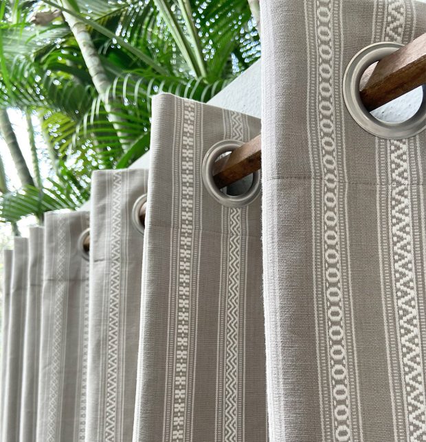 Vintage Weave Cotton Curtain Grey