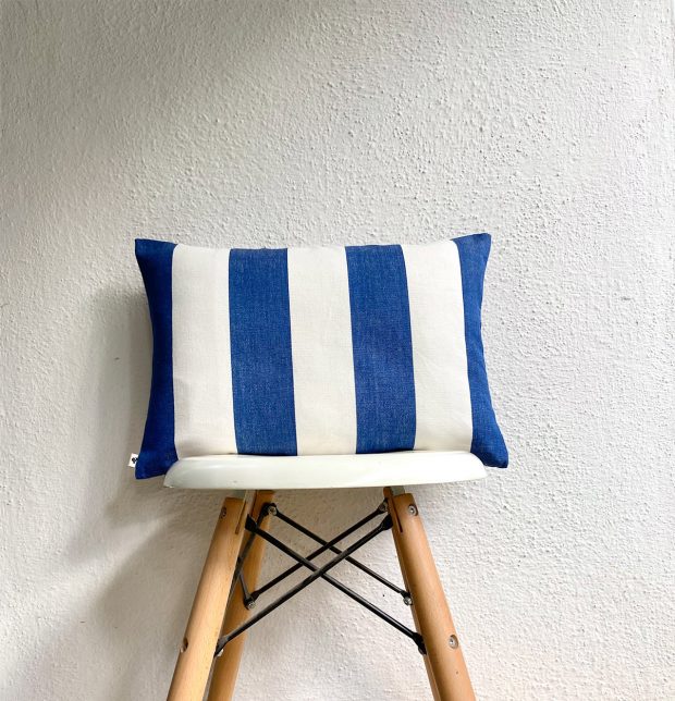 Cabana Stripes Cotton Cushion Cover Blue/White 12