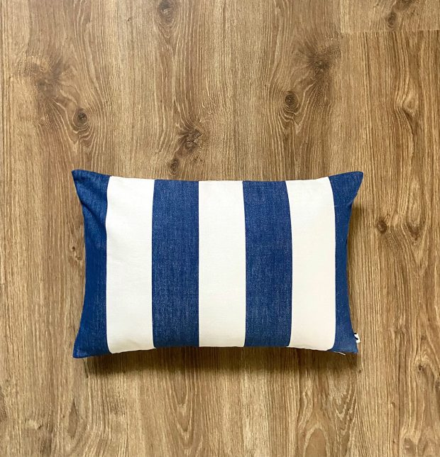 Cabana Stripes Cotton Cushion Cover Blue/White 12
