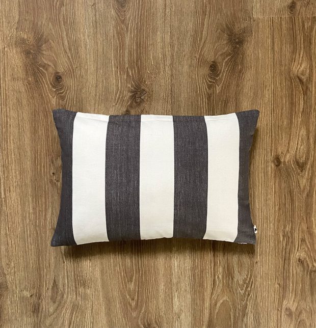 Cabana Stripes Cotton Cushion Cover Grey/White 12