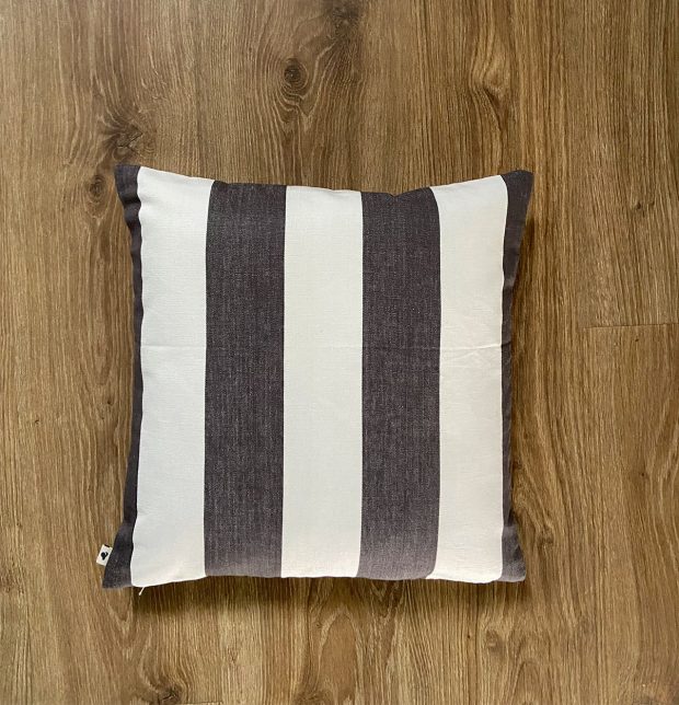 Cabana Stripes Cotton Cushion Cover Grey/White 16