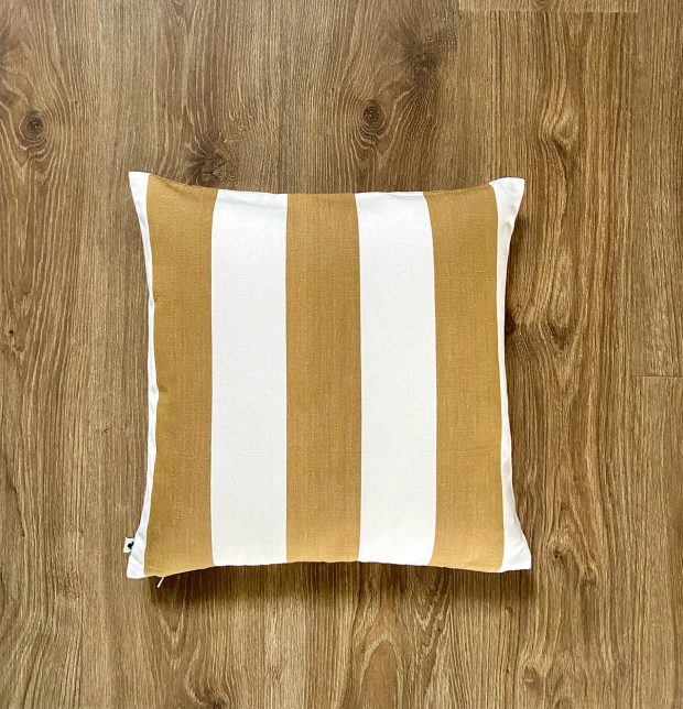 Cabana Stripes Cotton Cushion Cover Mustard/White 16