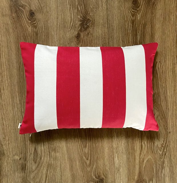 Cabana Stripes Cotton Cushion Cover Red/White 12