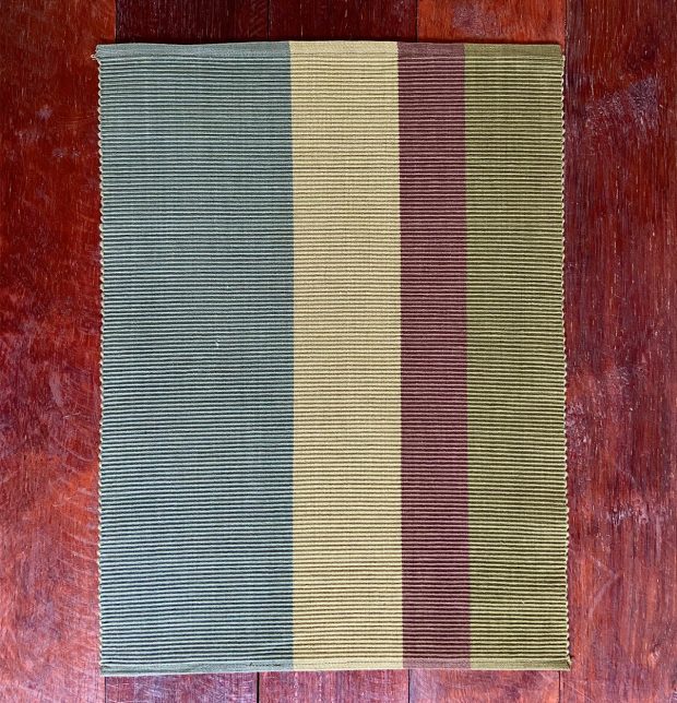 Handwoven Stripes Cotton Table Mats Shades of Green