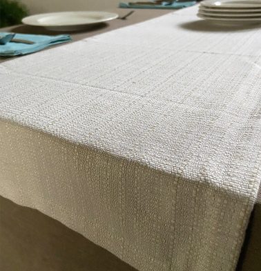 Panama Weave Cotton Table Runner Creamy White