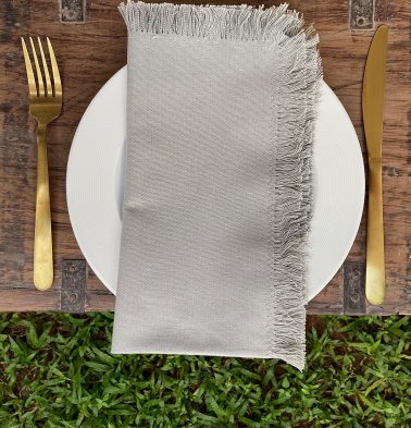 Solid Cotton Table Napkins With Fringes Pigeon Grey Set of 6