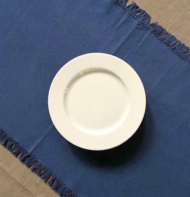 Solid Cotton Table Runner With Fringes Denim Blue 14